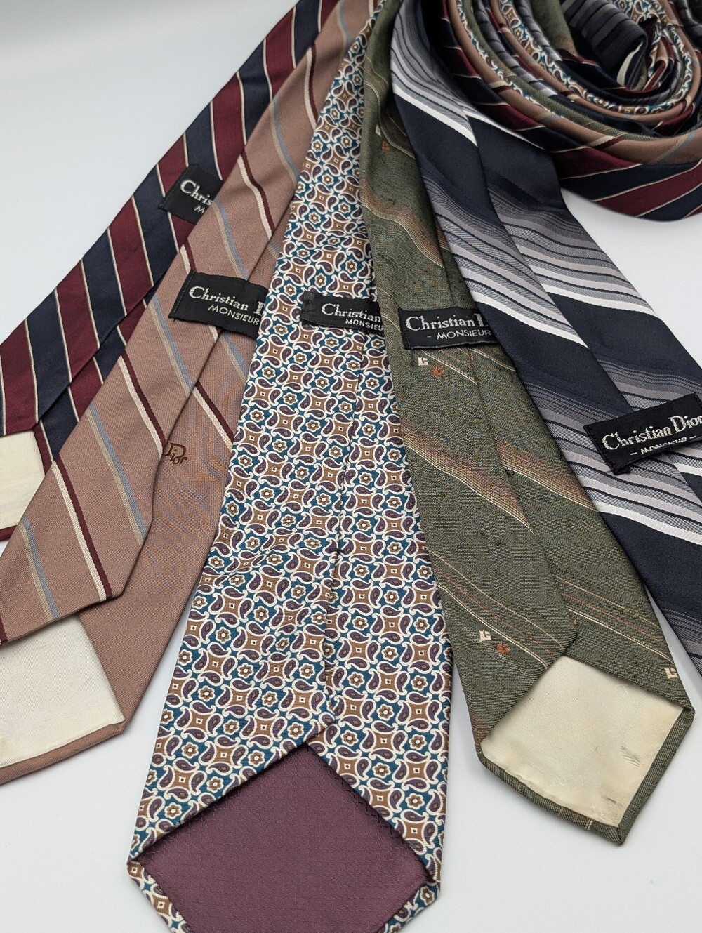 Vintage Christian Dior Men's Mixed Pattern Silk And Blended Fabrics Tie Set 5